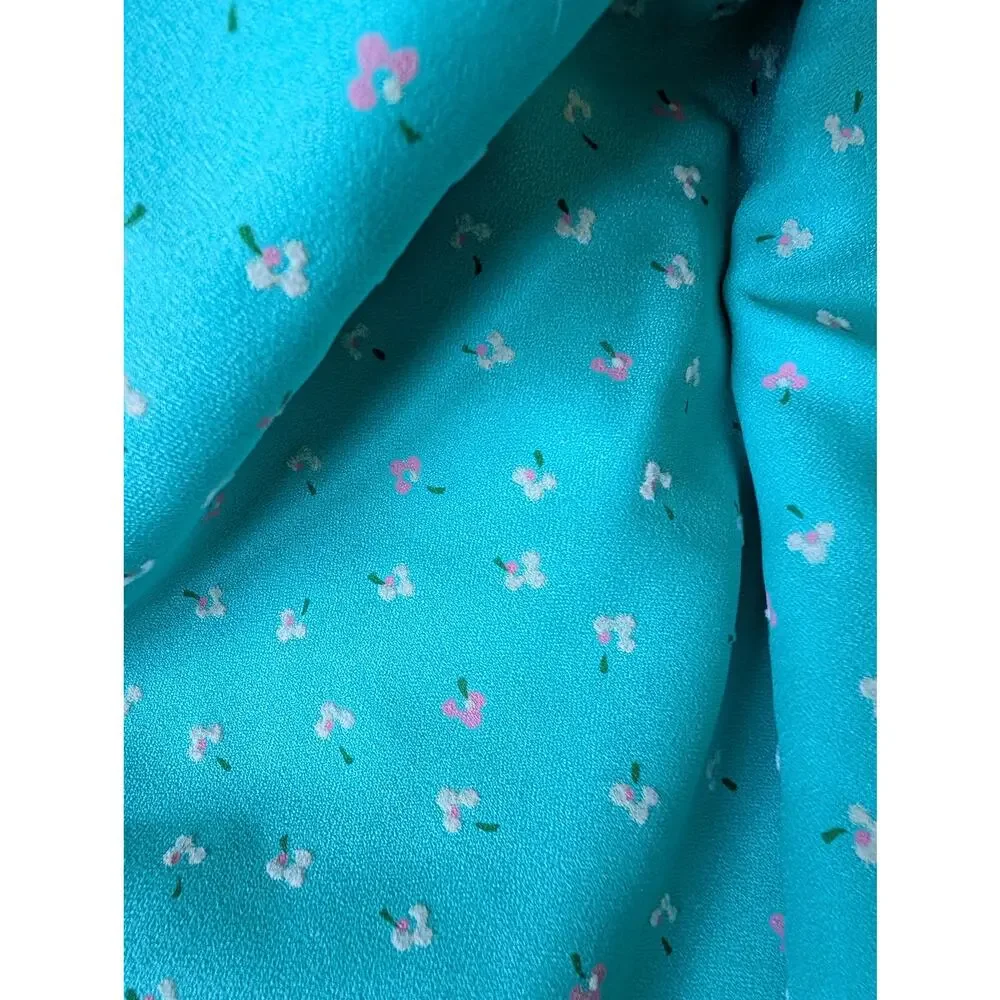 Vintage flocked poly crepe fabric in seafoam green 1.5 yards vintage 70s 80s